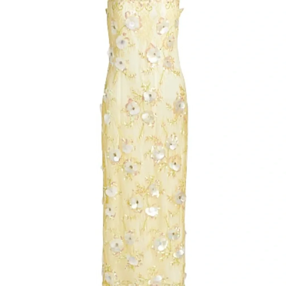 LoveShackFancy Emalia Beaded Yellow French Lace Dress - Picture 13 of 15